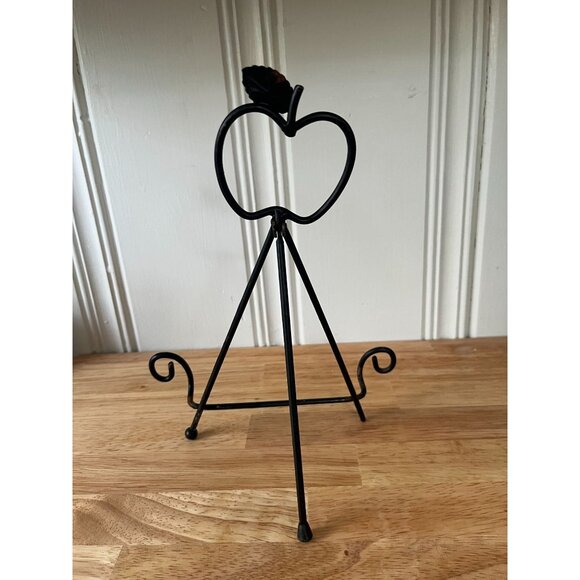 Apple-Shaped Black Metal Easel Stand For Photos & Plates - Picture 2 of 12